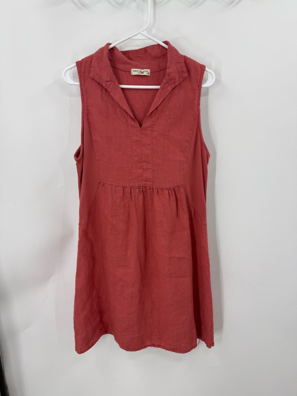 Terzo Millennio, 100% linen made in Italy coral dress M